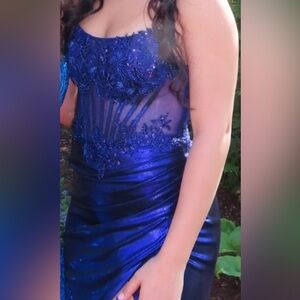Amelia Couture 9055 Navy Long Prom Dress